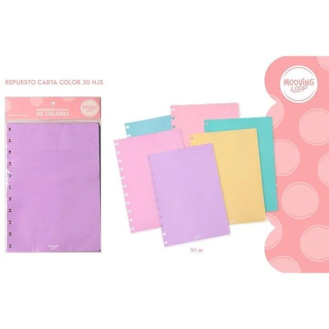 REPUESTO MOOVING LOOP CARTA COLOR x 30 HOJAS    1712014