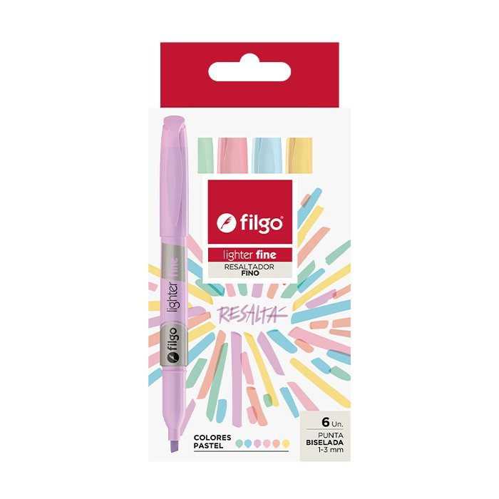 RESALTADOR FILGO LIGHTER FINE PASTEL x 6 COLORES