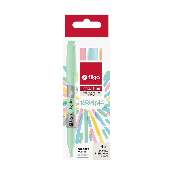 RESALTADOR FILGO LIGHTER FINE PASTEL x 4 COLORES