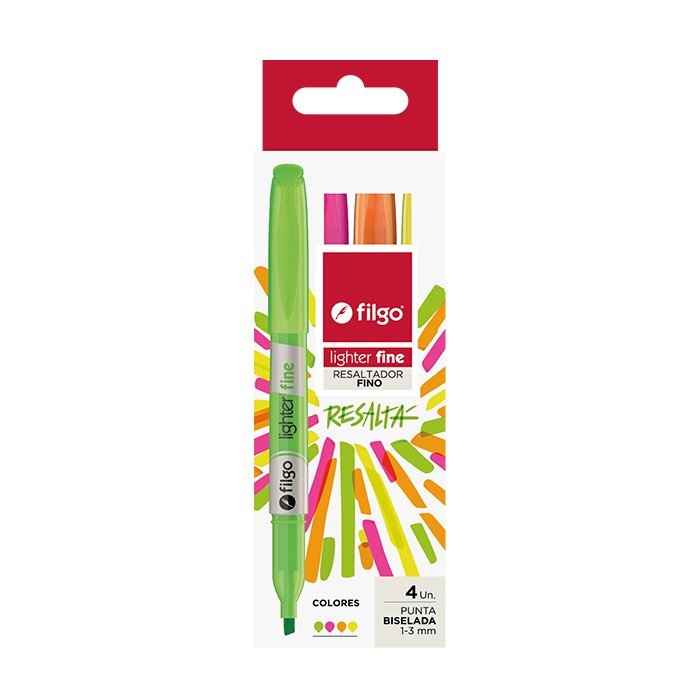 RESALTADOR FILGO LIGHTER FINE FLUO x 4 COLORES