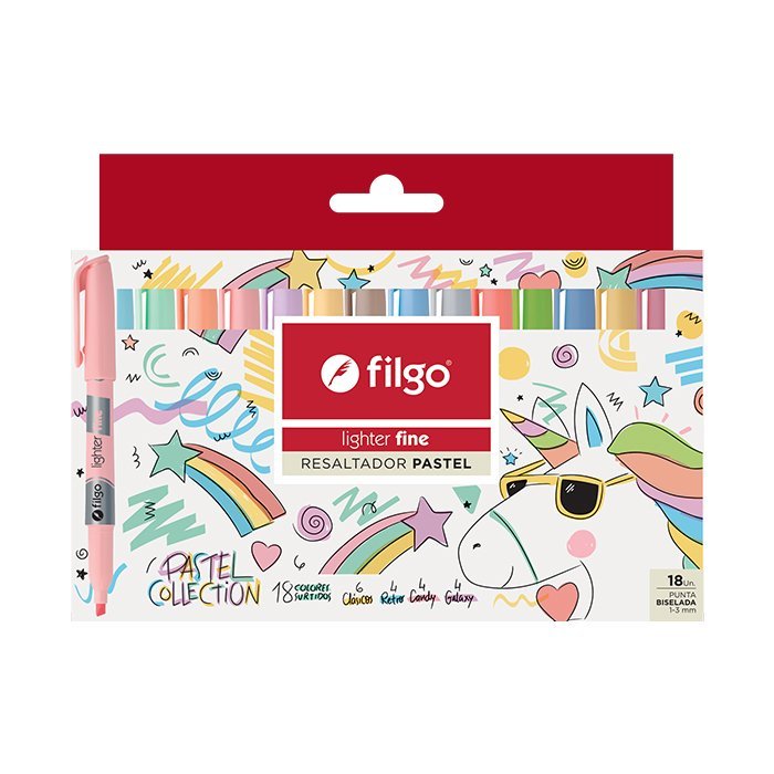 RESALTADOR FILGO LIGHTER FINE PASTEL x 18 COLORES