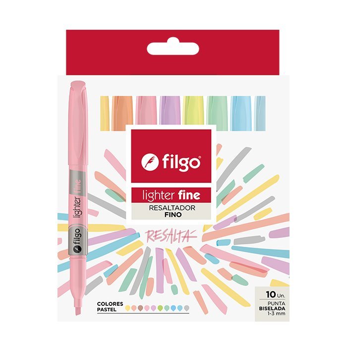 RESALTADOR FILGO LIGHTER FINE PASTEL x 10 COLORES