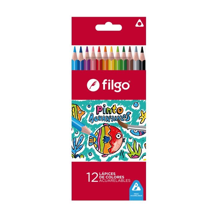 LAPIZ FILGO PINTO DE MADERA ACUARELABLES x 12 COLORES