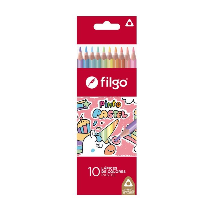 LAPIZ FILGO PINTO DE MADERA PASTEL x 10 COLORES