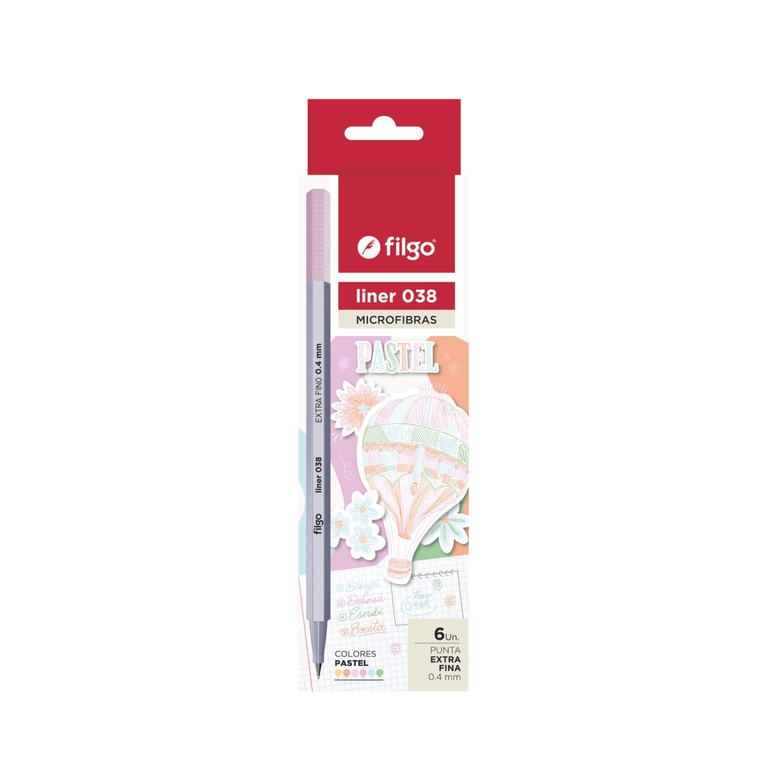 MARCADOR FILGO LINER 038 0.4 MM PASTEL x 6 COLORES