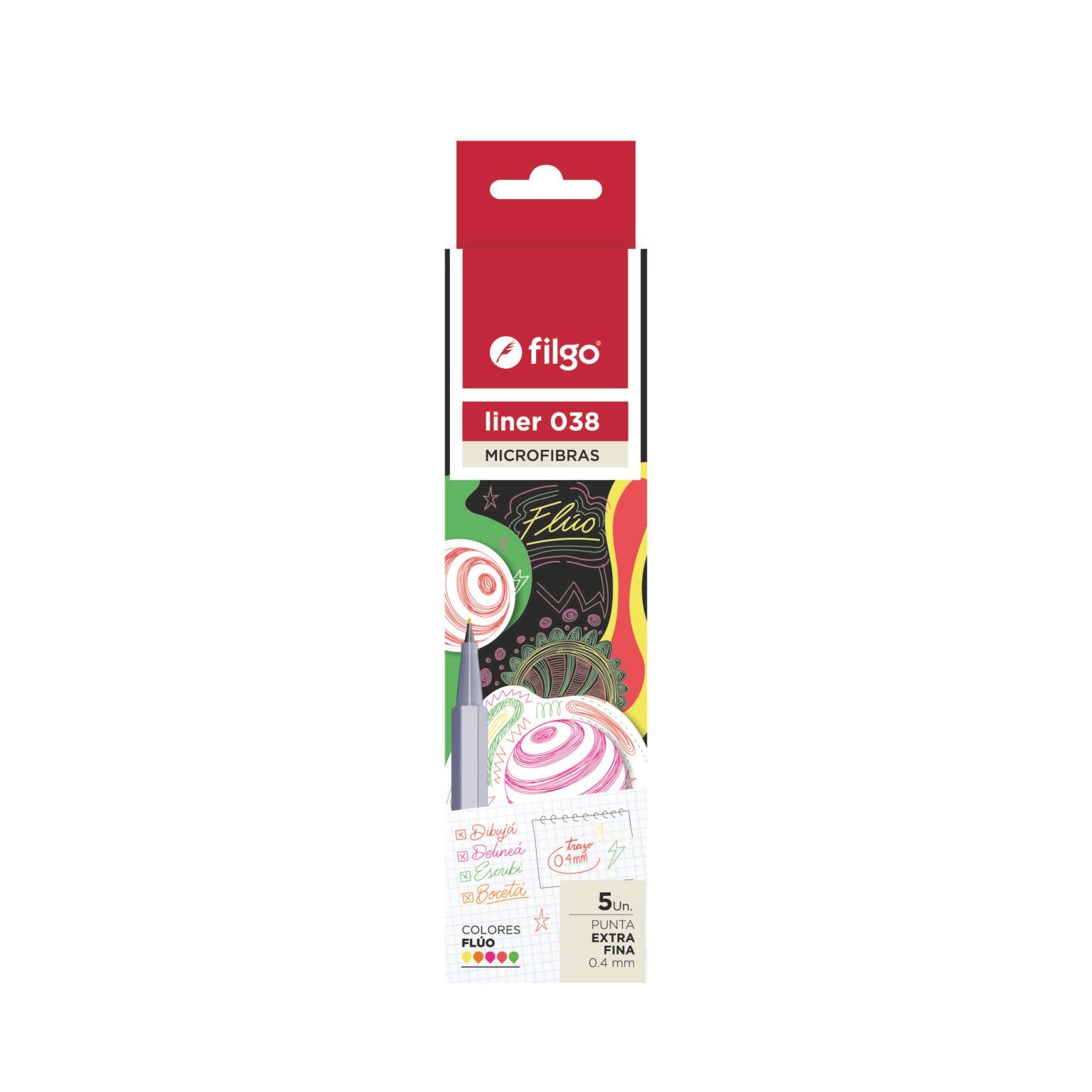 MARCADOR FILGO LINER 038 0.4 MM FLUO x 5 COLORES