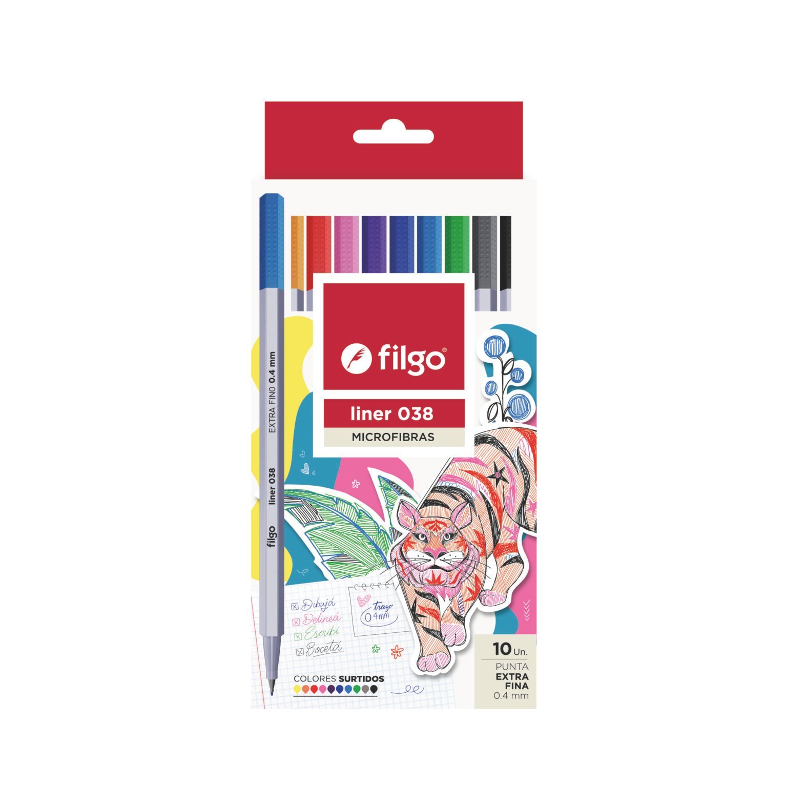 MARCADOR FILGO LINER 038 0.4 MM CLASICO x 10 COLORES