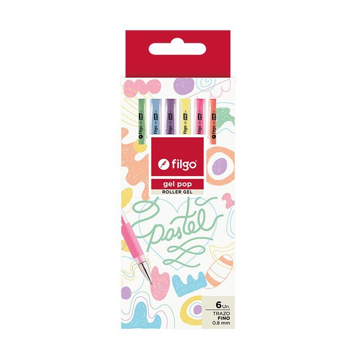 BOLIGRAFO FILGO GEL POP PASTEL x 6 COLORES