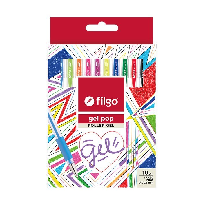 BOLIGRAFO FILGO GEL POP CLASICO x 10 COLORES