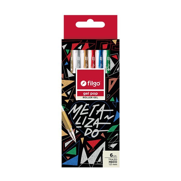 BOLIGRAFO FILGO GEL POP METALIZADO x 6 COLORES