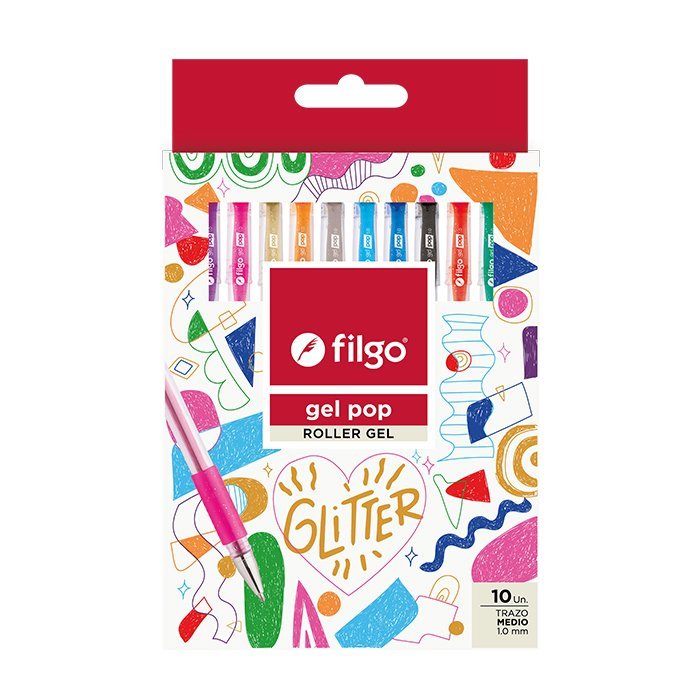 BOLIGRAFO FILGO GEL POP GLITTER x 10 COLORES
