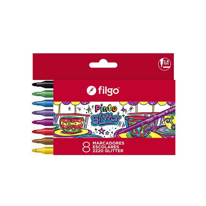 MARCADOR FILGO PINTO 2220 GLITTER x 8 COLORES