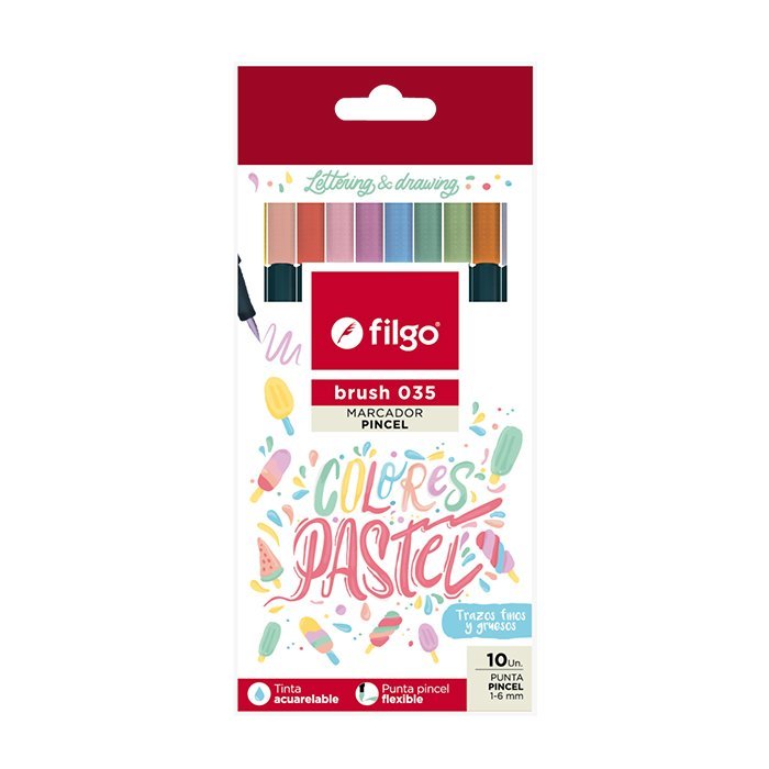 MARCADOR FILGO BRUSH 035 PASTEL x 10 COLORES