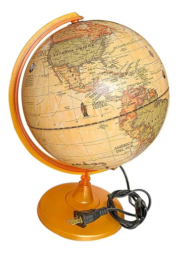 GLOBO TERRAQUEO BASE PLASTICO 20 CM ANTIGUO CON LUZ 207ALW