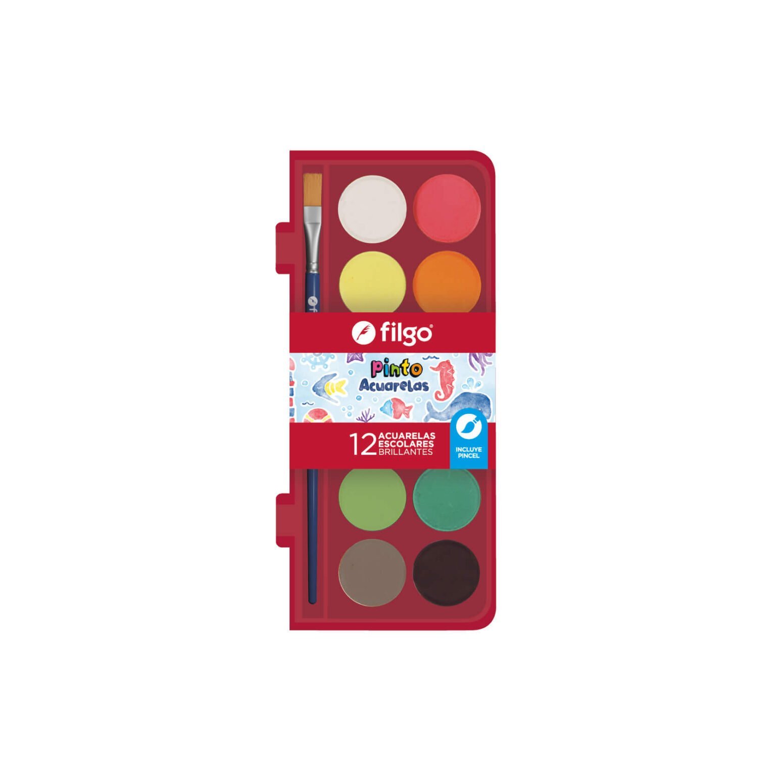 ACUARELA FILGO PINTO ESTUCHE PLASTICO x 12 COLORES