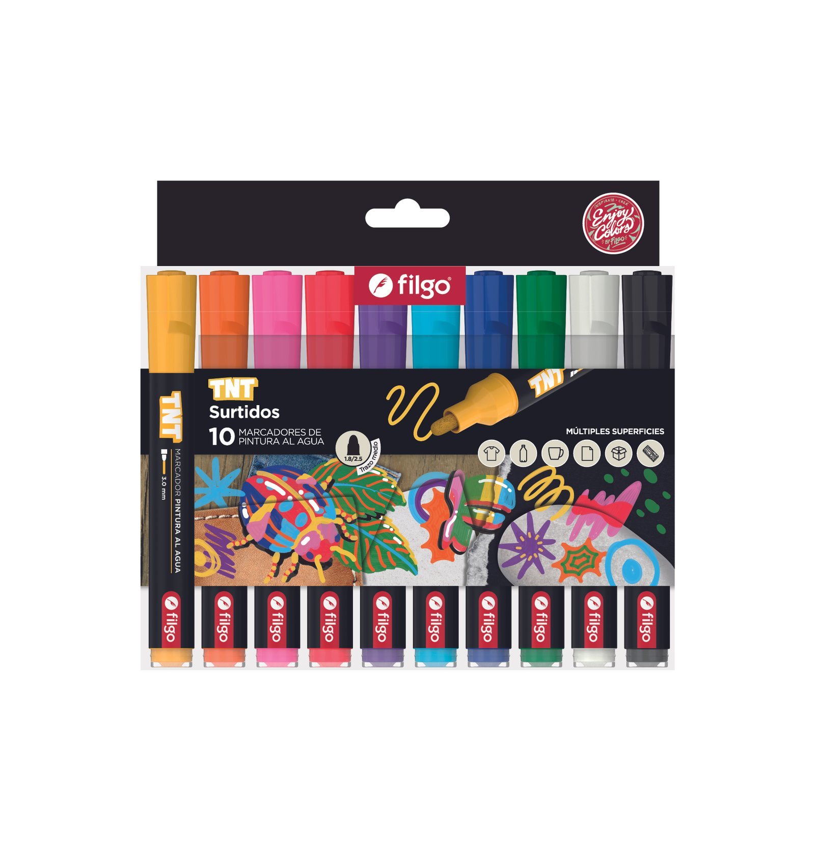 MARCADOR FILGO TNT AL AGUA 3.0 x 10 COLORES