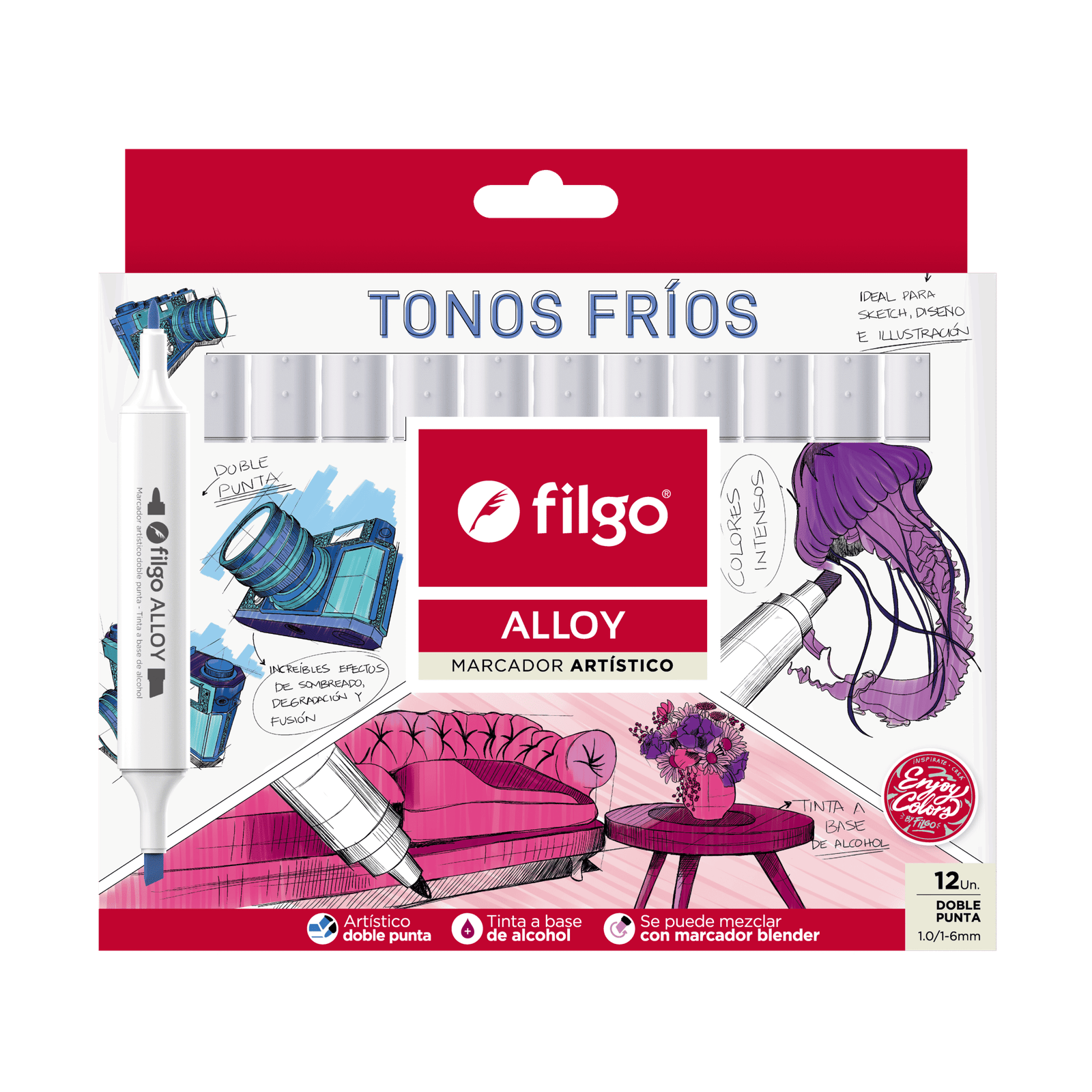 MARCADOR FILGO ALLOY DOBLE PUNTA x 12 FRIOS