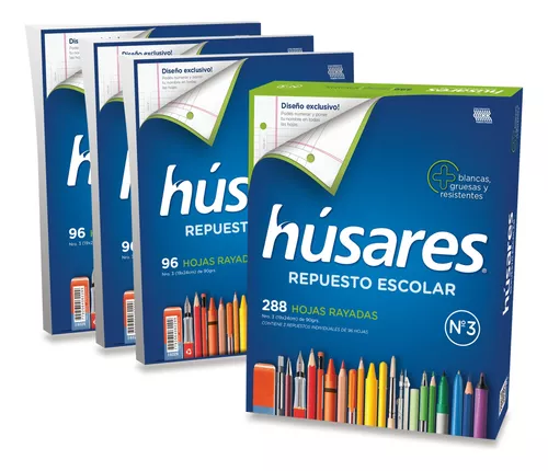 REPUESTO HUSARES ESCOLAR N 3 90 G x 480 HOJAS CUADRO    6236