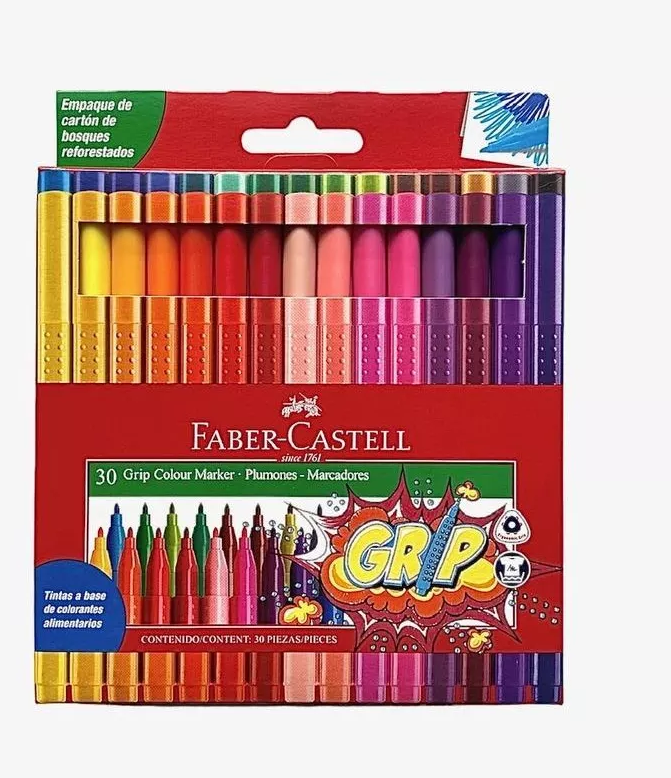 MARCADOR FABER CASTELL GRIP x 30 COLORES