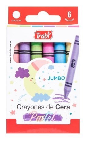 CERA TRABI JUMBO PASTEL x 6 COLORES