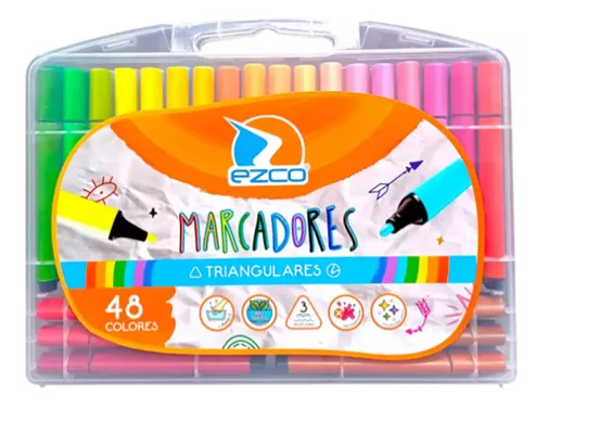 MARCADOR EZCO TRIANGULARES 48 COLORES