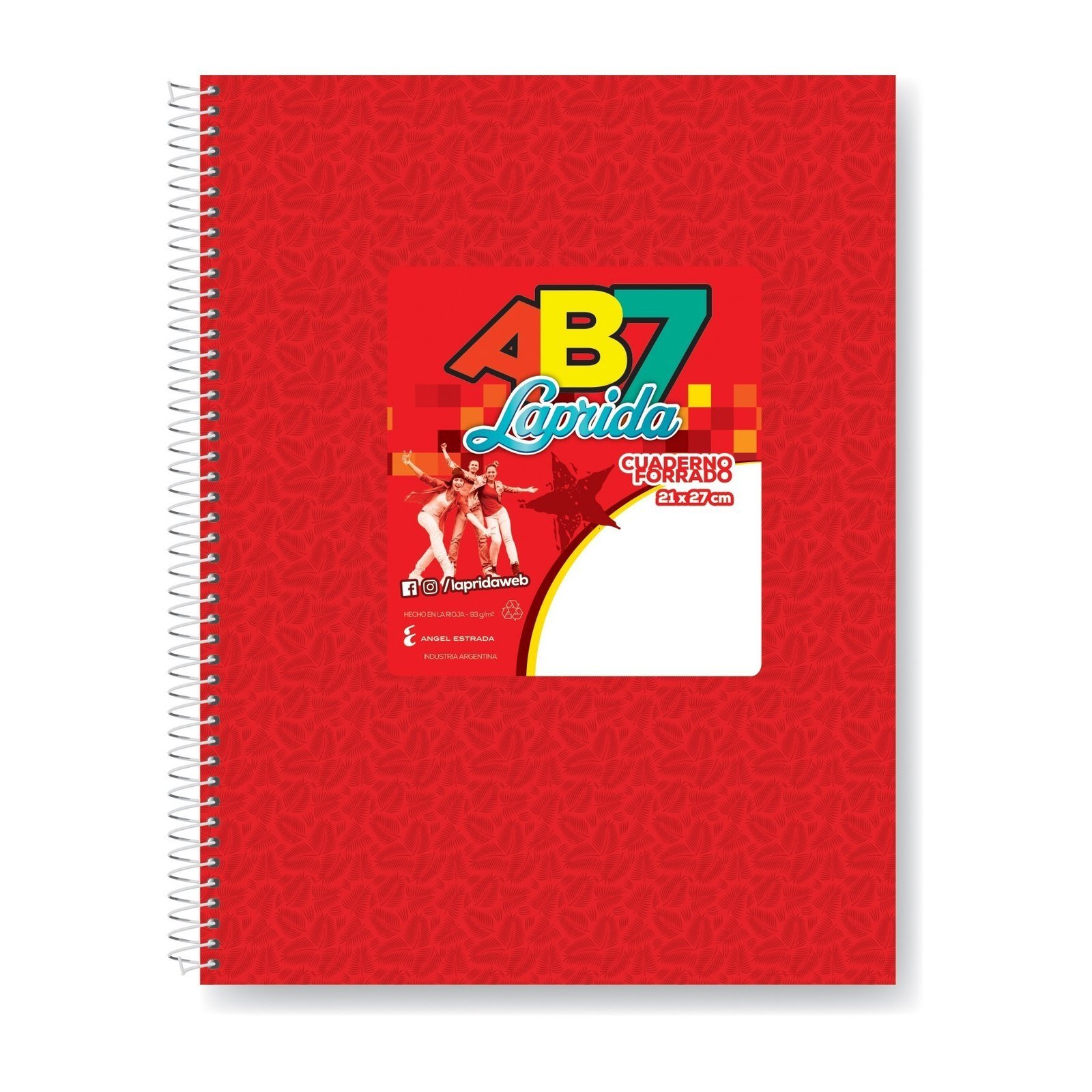 CUADERNO LAPRIDA AB7 21×,27 60 HOJAS ROJO CUADRO