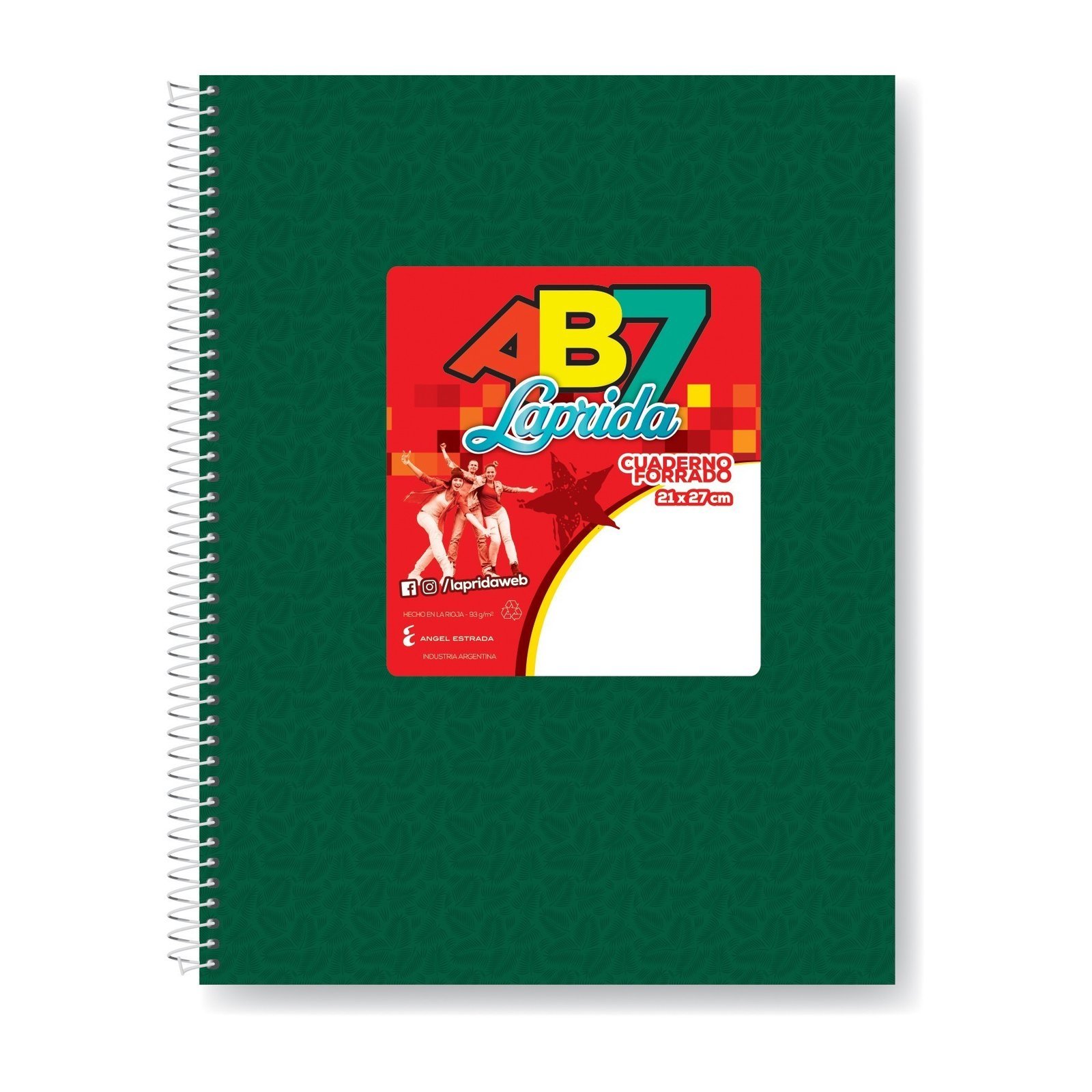 CUADERNO LAPRIDA AB7 21×,27 60 HOJAS VERDE CUADRO