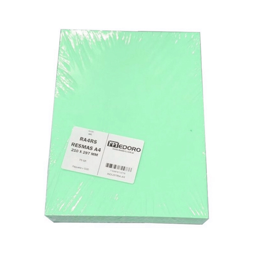 RESMA MEDORO COLOR VERDE A4 x 500 HOJAS