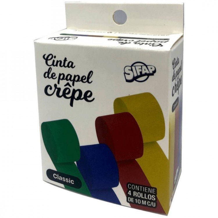 PAPEL CREPE SIFAP CLASSIC CAJA DE 4 ROLLO DE 10 M C/U