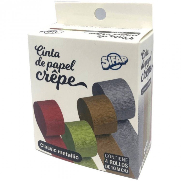 PAPEL CREPE SIFAP METALIC CAJA DE 4 ROLLO DE 10 M C/U