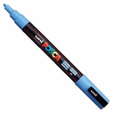 MARCADOR UNI POSCA PC-3M PUNTA MEDIA AZUL CIELO