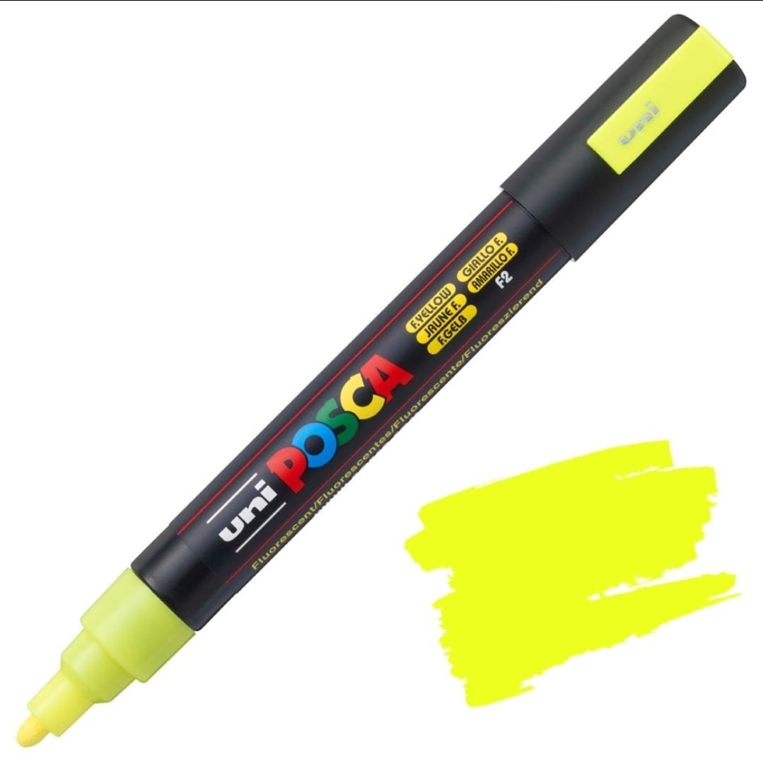 MARCADOR UNI POSCA PC-5M PUNTA GRUESA AMARILLO FLUO