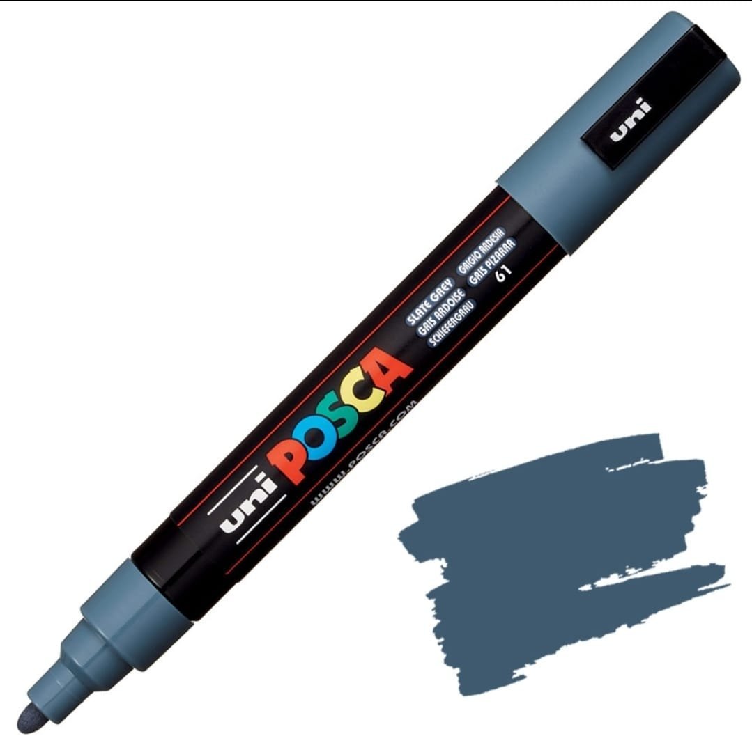 MARCADOR UNI POSCA PC-5M PUNTA GRUESA GRIS PIZARRA