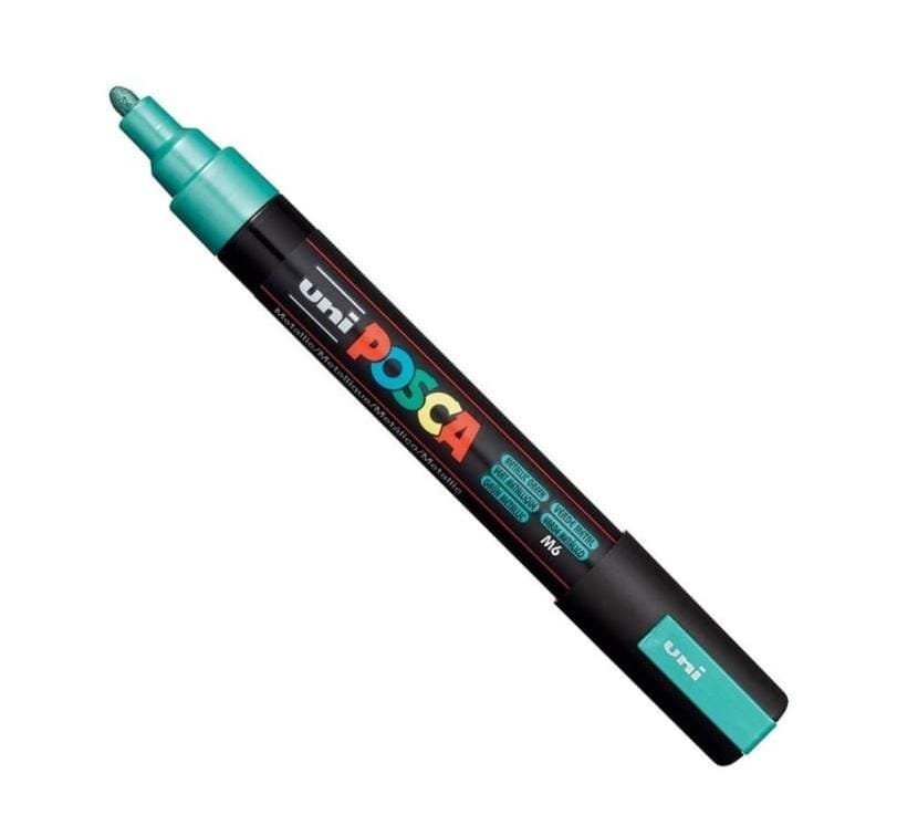 MARCADOR UNI POSCA PC-5M PUNTA GRUESA VERDE METAL