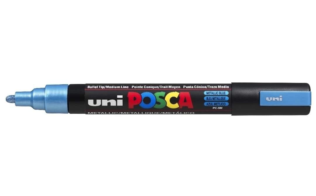 MARCADOR UNI POSCA PC-5M PUNTA GRUESA AZUL METAL