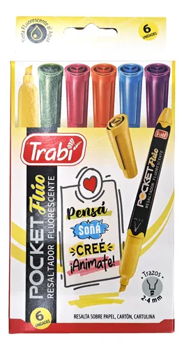 RESALTADOR TRABI POCKET FLUO x 6 SURTIDOS