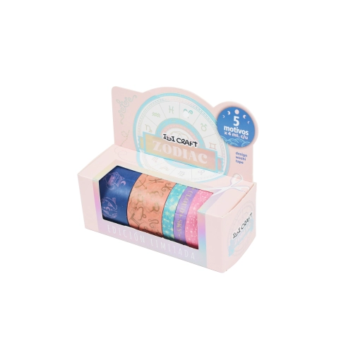 CINTA ADHESIVA WASHI COLECCION ASTROLOG x 5 ROLLOS     055778