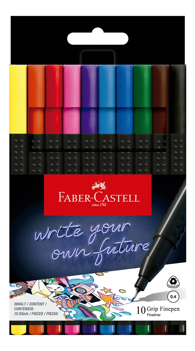 MARCADOR FABER CASTELL GRIP FINEPEN x 10 COLORES 30460