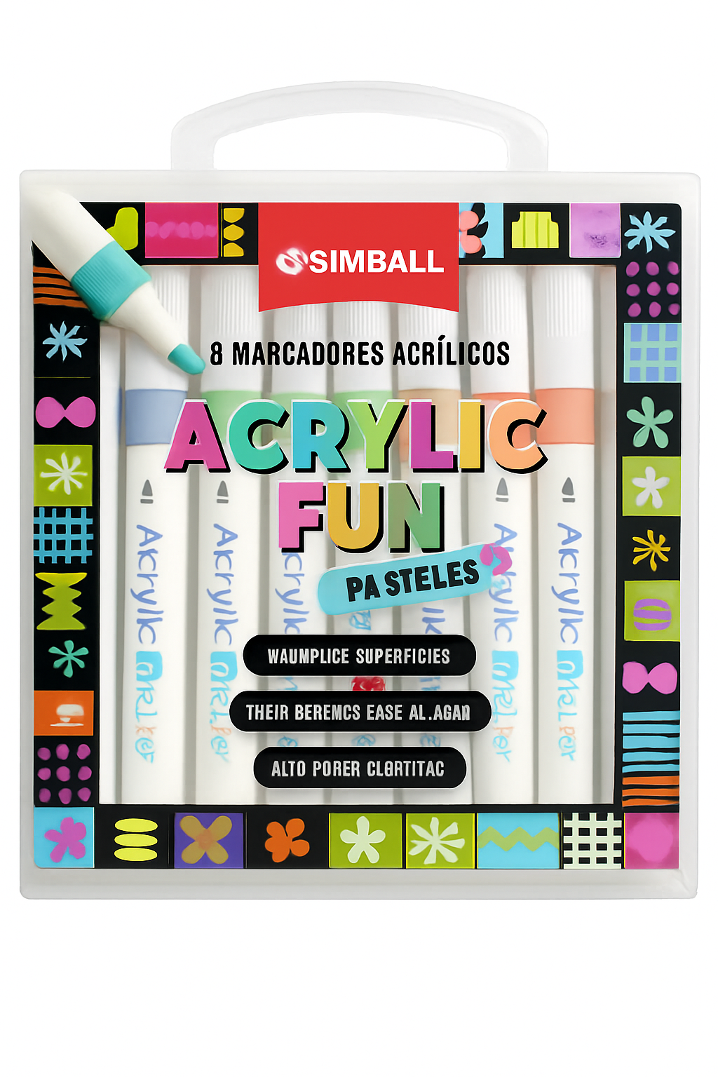 MARCADOR SIMBALL ACRILICO PASTEL x 8 COLORES