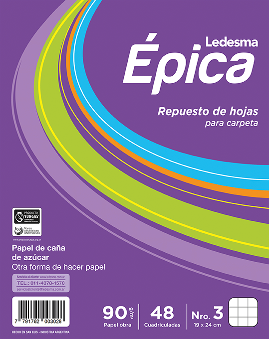 REPUESTO EPICA 90 GRS x 48 HOJAS CUADRO