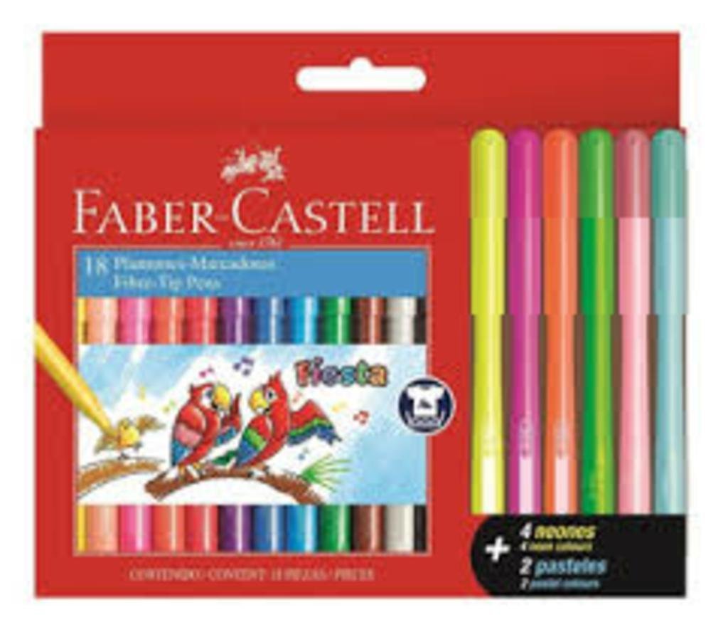 MARCADOR FABER CASTELL x 12 + 4 NEON+ 2 PASTEL