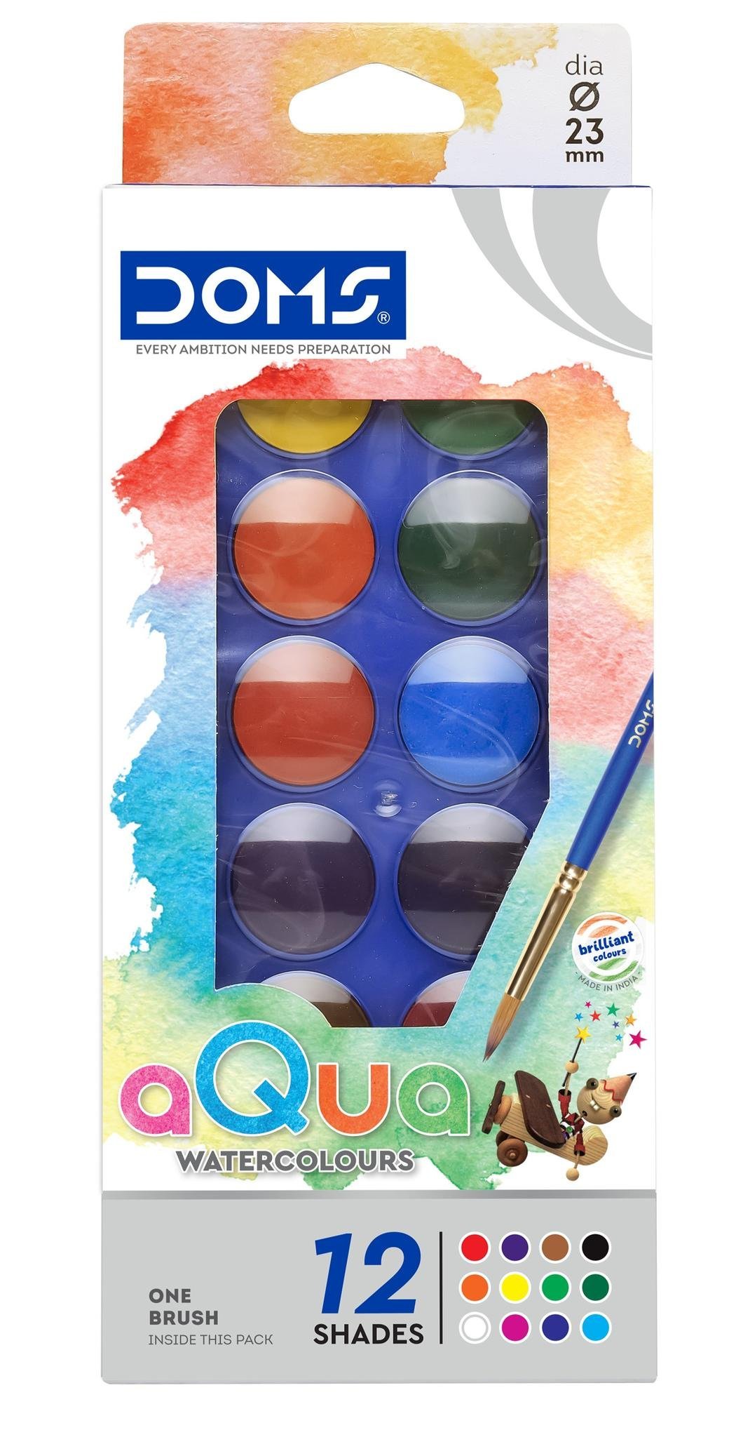 ACUARELA DOMS 23 MM CON TAPA x 12 COLORES