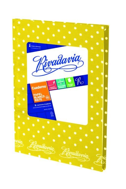 CUADERNO RIVADAVIA TAPA DURA 50 HOJAS LUNNARES AMARILLO