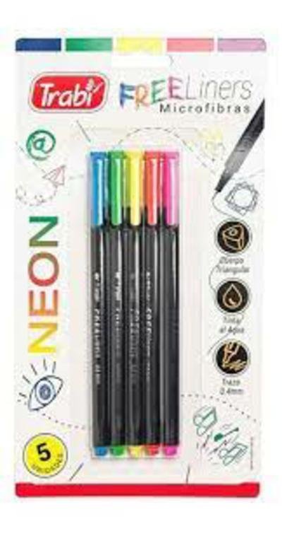 MARCADOR TRABI FREELINERS NEON x 5 COLORES