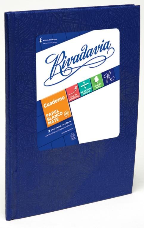 CUADERNO RIVADAVIA TAPA DURA 98 HOJAS AZUL RAYA