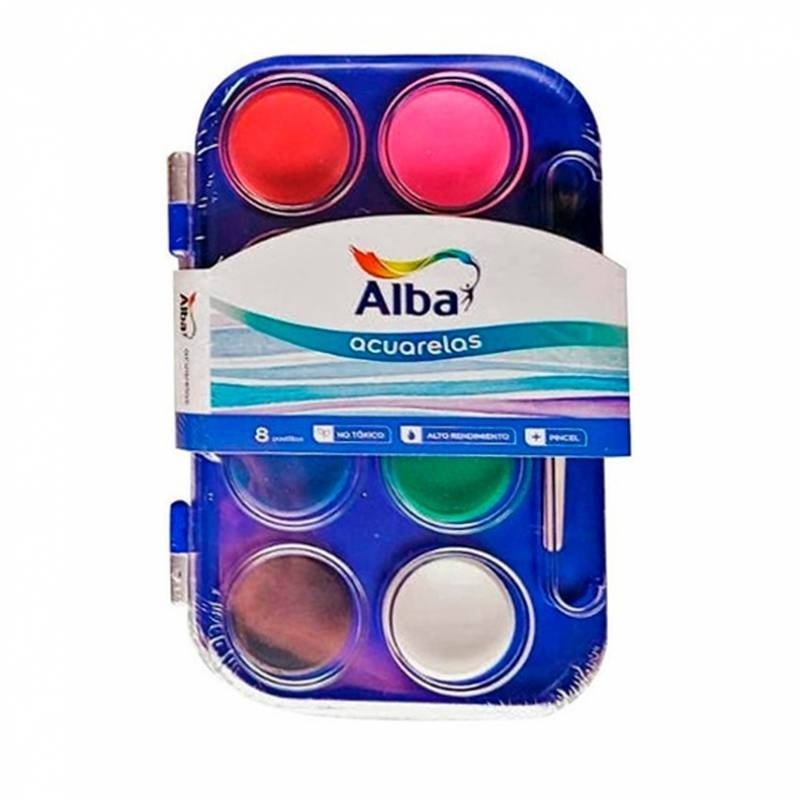ACUARELA ALBA ESTUCHE PLASTICO x 8 COLORES