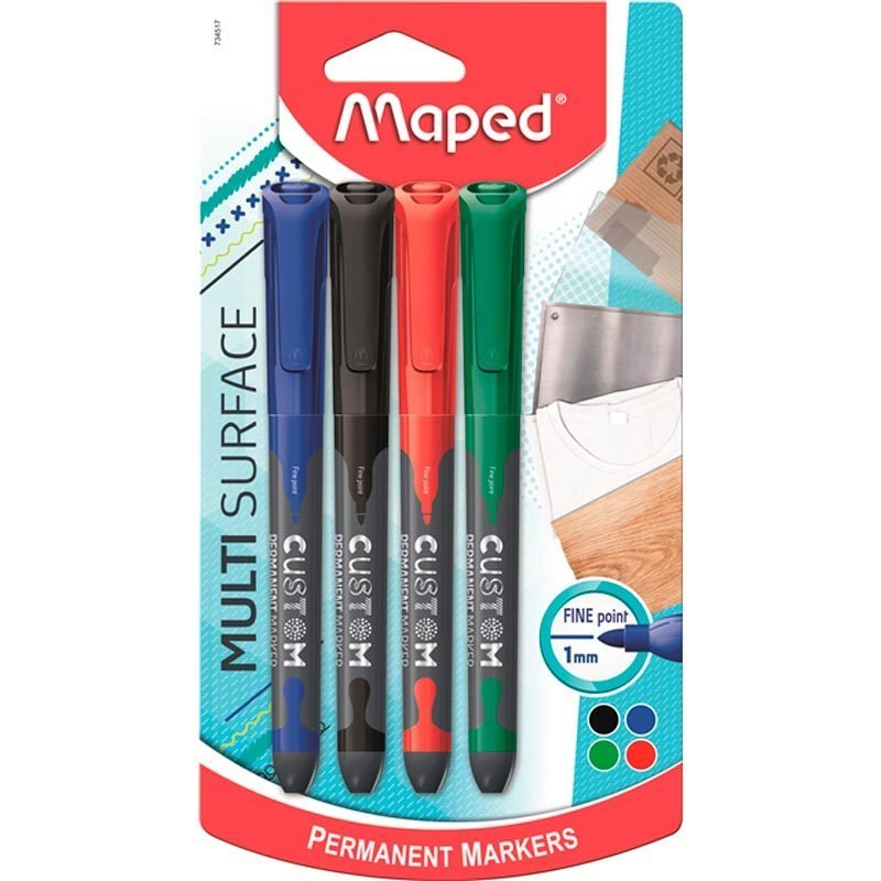 MARCADOR MAPED PERMANENTE x 4 COLORES 734517