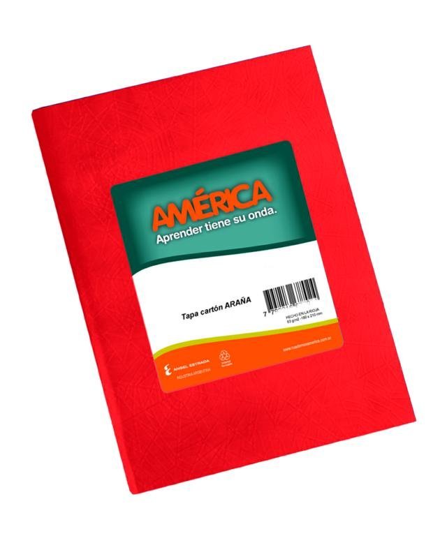 CUADERNO AMERICA TAPA DURA 42 HOJAS ROJO CUADRO