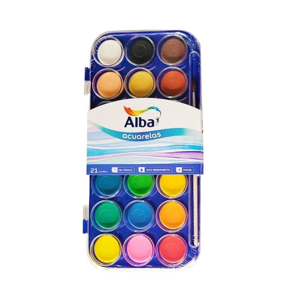 ACUARELA ALBA ESTUCHE PLASTICO x 21 COLORES