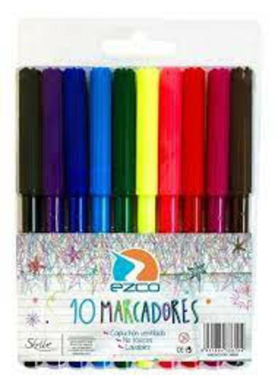 MARCADOR EZCO ESCOLAR x 10 COLORES
